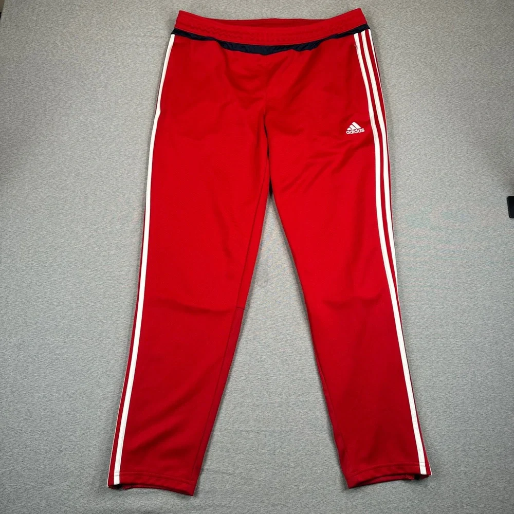 Adidas Climacool Track Pants Mens XL Red White Stripe Zipper Pockets Tapered